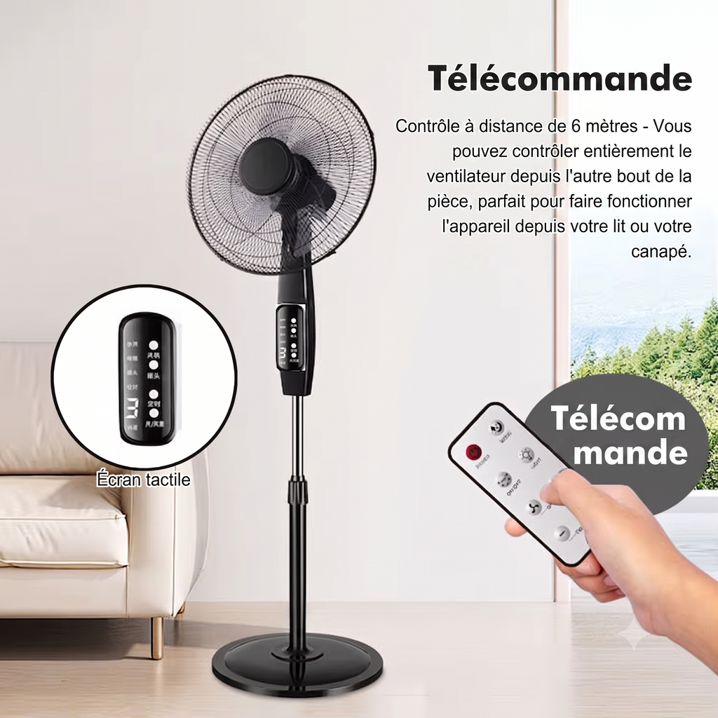 Ventilateur sur pied Blast  5 pales · Hauteur réglable · Télécommande